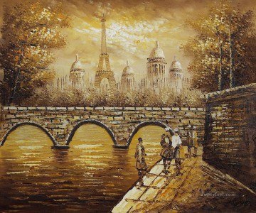  tower Oil Painting - PARIS EIFFEL tower from bridge